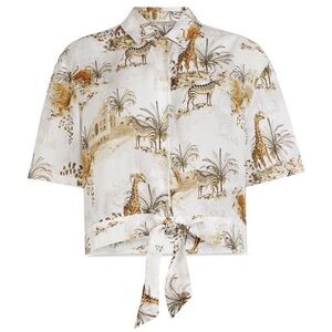All Saints White and Brown Safari Print Blouse
